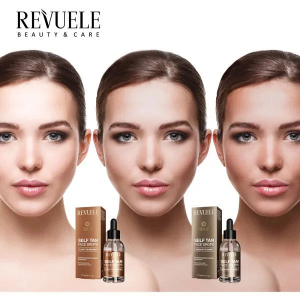 Revuele Paradise Bronze Self Tan Face Drops samoopaľovacie kvapky na tvár odtieň Light To Medium 30 ml