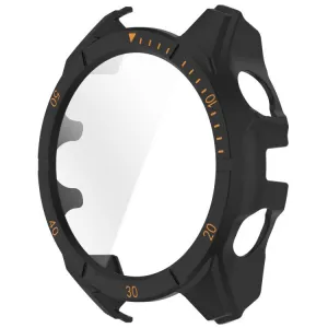 PC FULL COVER Plastový kryt so sklom pre Garmin Tactix 8 Solar 51mm BLACK-ORANGE