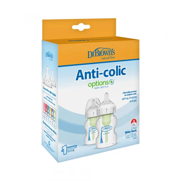 Dojčenská Antikoliková fľaša Options+ Wide-Neck 150ml 2 ks (WB52600)
