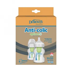 Dojčenská Antikoliková fľaša Options+ SKLENENÁ Wide-Neck 150ml 2 ks (WB52700-P2)