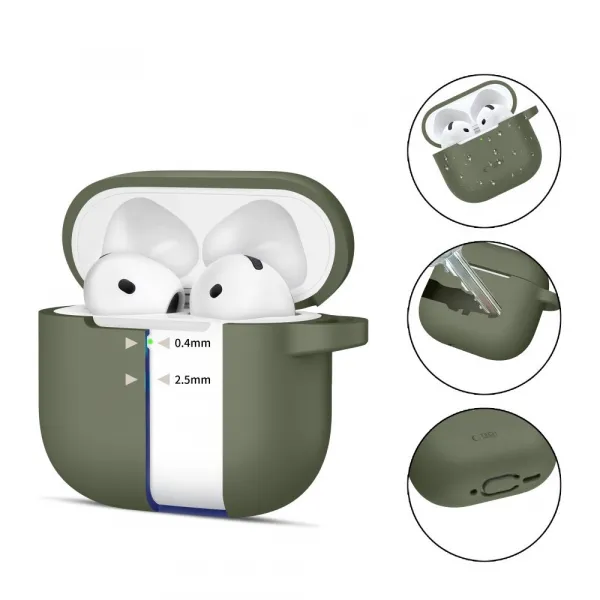 Tech-Protect Silicone Hook puzdro na Apple AirPods 4, tmavozelené