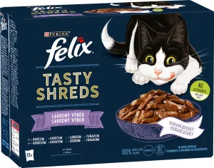 FELIX TASTY SHREDS Multipack 6(12x80g) hovädzie/kura/losos/tuniak v šťave