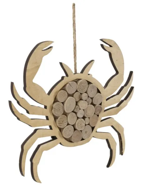 Mauro Ferretti Závěsná dřevěná dekorace Crab hnědá