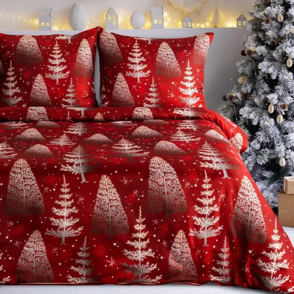Eurofirany Vánoční povlečení z mikrovlákna Rubin 220x200 + 2x 70x80 cm červené