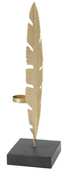 Mauro Ferretti Kovový svícen Leaf Glam 34 cm zlatý