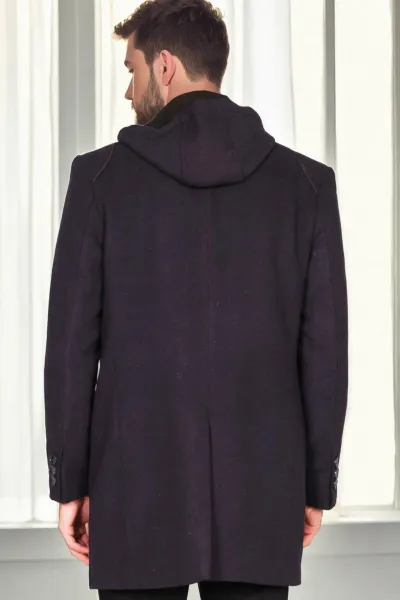 PLT9335 DEWBERRY MEN'S COAT-PATTERNED NAVY BLUE