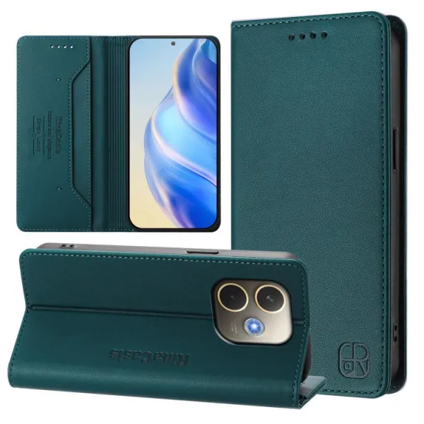 RINA Zaklápacie puzdro pre Oppo A5 Pro 5G tmavozelené