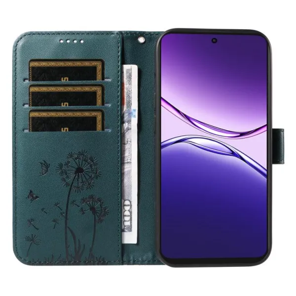 ART DANDELION Peňaženkové puzdro pre Oppo A5 Pro 5G tmavozelené