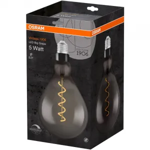 Žiarovka OSRAM LED 1906 E27 5W/818 GLOBE FILAMENT BIG GRAPE 12 SPIRAL DIM BLACK