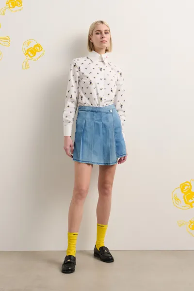 Sukňa Karl Lagerfeld Klxdisney Pleated Denim Skort Mid Blue Denim