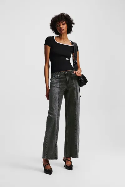 Džínsy Karl Lagerfeld Jeans Klj Mr Relaxed Blocked Denim Washed Black Blocked