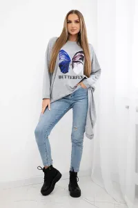Legínovo Oversize béžová blúzka s potlačou Farba: Modrá, Veľkosť: UNI