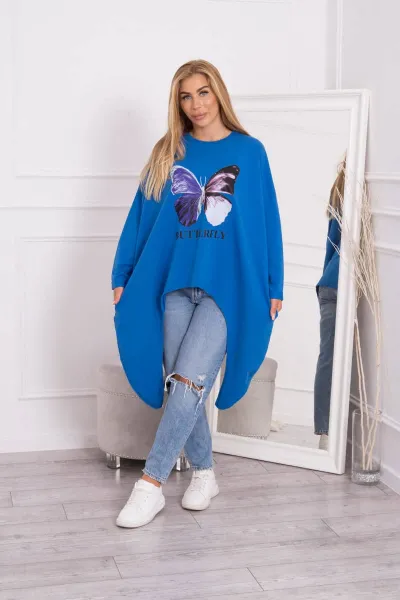 Legínovo Oversize béžová blúzka s potlačou Farba: Modrá, Veľkosť: UNI