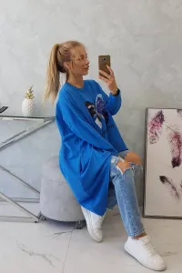 Legínovo Oversize béžová blúzka s potlačou Farba: Modrá, Veľkosť: UNI