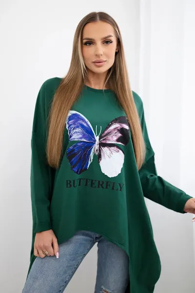 Legínovo Oversize béžová blúzka s potlačou Farba: Modrá, Veľkosť: UNI