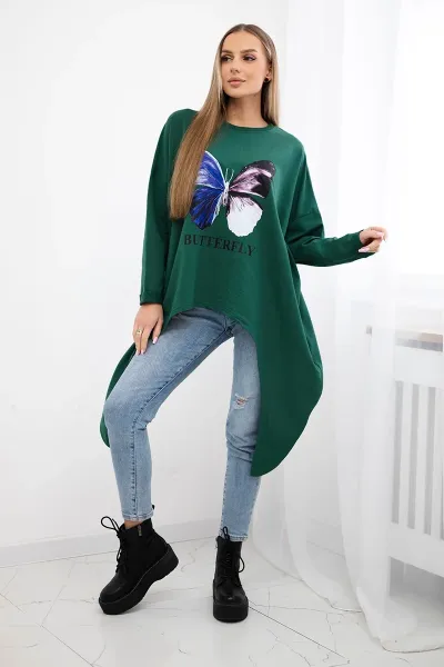 Legínovo Oversize béžová blúzka s potlačou Farba: Modrá, Veľkosť: UNI