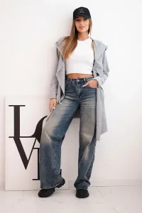 Legínovo Kabát s voľnou kapucňou horčicový Farba: Khaki, Veľkosť: UNI