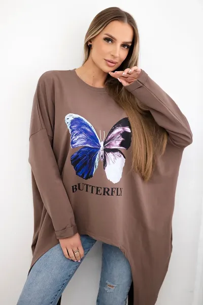Legínovo Oversize béžová blúzka s potlačou Farba: Modrá, Veľkosť: UNI