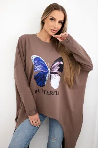 Legínovo Oversize béžová blúzka s potlačou Farba: Modrá, Veľkosť: UNI