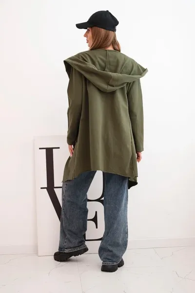 Legínovo Kabát s voľnou kapucňou horčicový Farba: Khaki, Veľkosť: UNI
