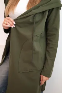 Legínovo Kabát s voľnou kapucňou horčicový Farba: Khaki, Veľkosť: UNI