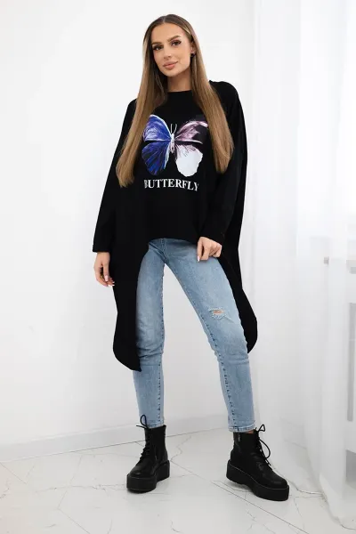 Legínovo Oversize béžová blúzka s potlačou Farba: Modrá, Veľkosť: UNI