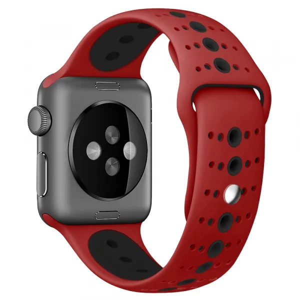 BStrap Silicone Sport remienok na Apple Watch 38/40/41mm, Red Black (SAP007C05)