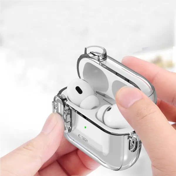 Tech-Protect Slim Hook puzdro na Apple AirPods Pro 1 / 2, priesvitné