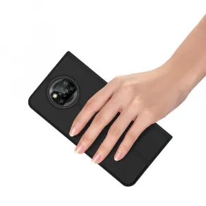 DUX DUCIS Skin Pro knižkové kožené puzdro na Xiaomi Poco M3 / Redmi 9T, čierne