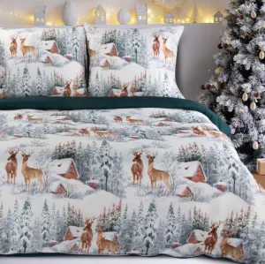 Eurofirany Vianočné obliečky z mikrovlákna Fairyland 220x200 + 2x 70x80 cm biela/zelená