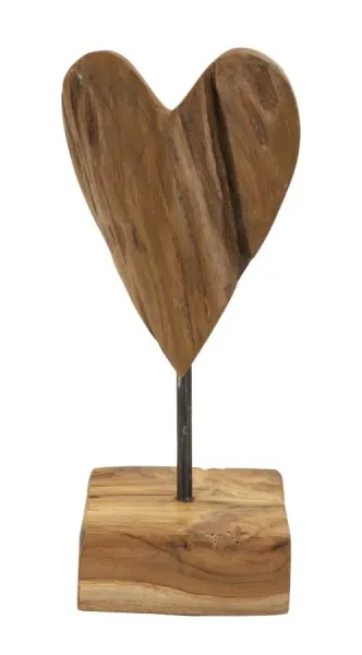 Mauro Ferretti Dřevěná dekorace Heart 25 cm hnědá