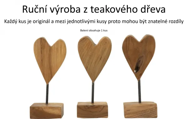 Mauro Ferretti Dřevěná dekorace Heart 25 cm hnědá
