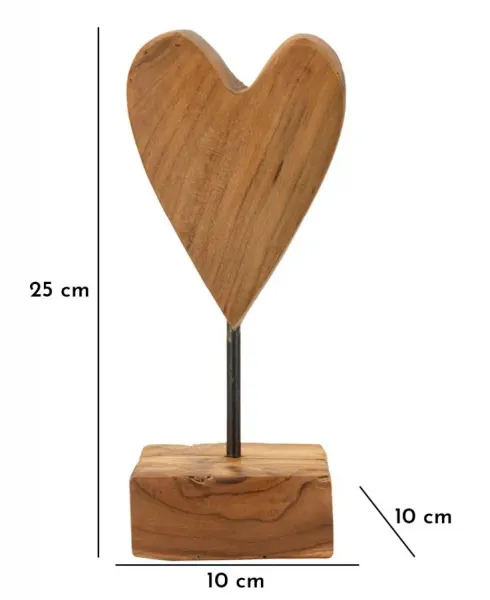 Mauro Ferretti Dřevěná dekorace Heart 25 cm hnědá
