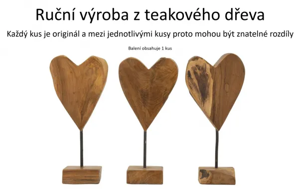 Mauro Ferretti Dřevěná dekorace Heart 35 cm hnědá
