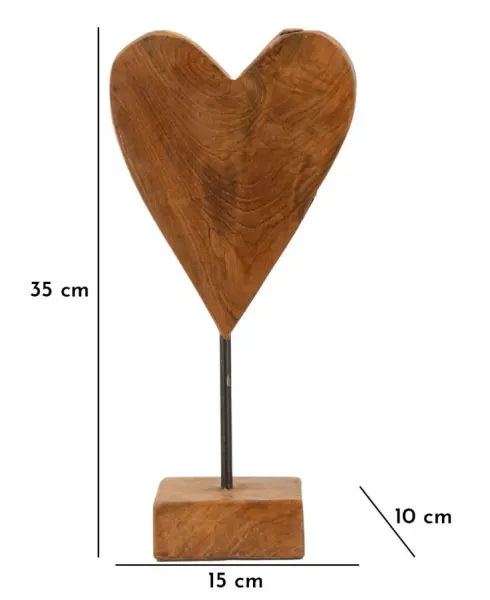 Mauro Ferretti Dřevěná dekorace Heart 35 cm hnědá