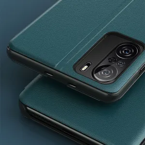 MG Eco Leather View knižkové puzdro na Xiaomi Redmi K40 / Poco F3, oranžové