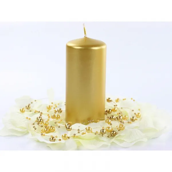 PartyDeco Valcové sviečky zlaté metalické 6ks 12cm