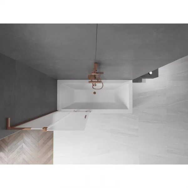 MEXEN/S - Velar L dvojkrídlová posuvná vaňová zástena 80 x 150, dekor, ružové zlato 896-080-003-31-60