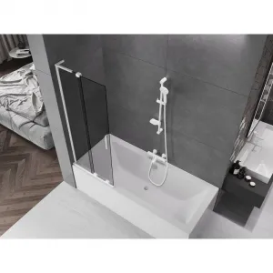 MEXEN/S - Velar L dvojkrídlová posuvná vaňová zástena 70 x 150, grafit, biela 896-070-003-41-20