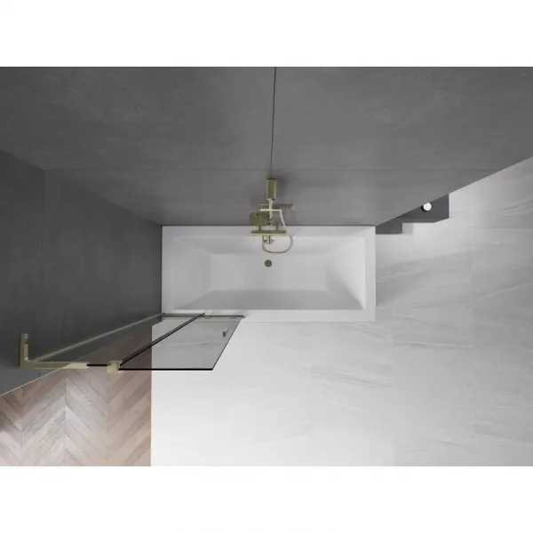 MEXEN/S - Velar L dvojkrídlová posuvná vaňová zástena 75 x 150, grafit, zlatá 896-075-003-41-50