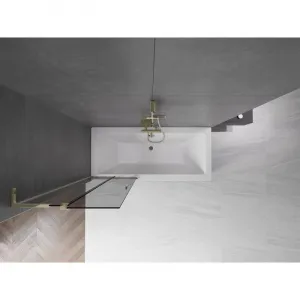 MEXEN/S - Velar L dvojkrídlová posuvná vaňová zástena 75 x 150, grafit, zlatá 896-075-003-41-50