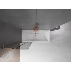 MEXEN/S - Velar L dvojkrídlová posuvná vaňová zástena 70 x 150, grafit, meď kartáčovaná 896-070-003-41-65