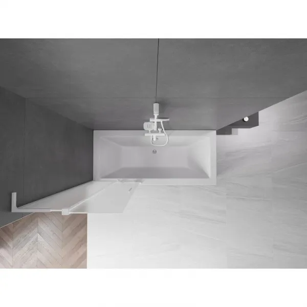 MEXEN/S - Velar L dvojkrídlová posuvná vaňová zástena 75 x 150, dekor, biela 896-075-003-31-20