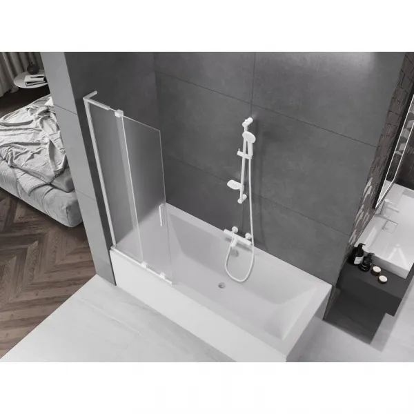 MEXEN/S - Velar L dvojkrídlová posuvná vaňová zástena 70 x 150, dekor, biela 896-070-003-31-20
