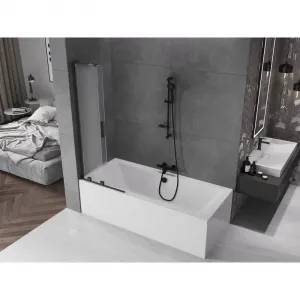 MEXEN/S - Velar L dvojkrídlová posuvná vaňová zástena 85 x 150, dekor, čierna 896-085-003-31-70
