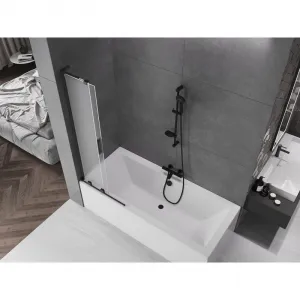 MEXEN/S - Velar L dvojkrídlová posuvná vaňová zástena 85 x 150, dekor, čierna 896-085-003-31-70