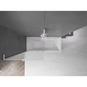 MEXEN/S - Velar L dvojkrídlová posuvná vaňová zástena 90 x 150, dekor, biela 896-090-003-31-20