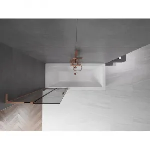 MEXEN/S - Velar L dvojkrídlová posuvná vaňová zástena 75 x 150, grafit, meď kartáčovaná 896-075-003-41-65