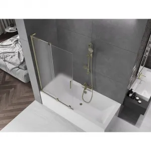 MEXEN/S - Velar L dvojkrídlová posuvná vaňová zástena 100 x 150, dekor, zlatá 896-100-003-31-50