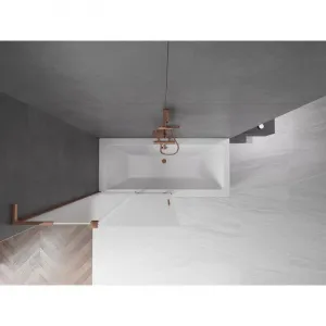 MEXEN/S - Velar L dvojkrídlová posuvná vaňová zástena 100 x 150, dekor, ružové zlato 896-100-003-31-60